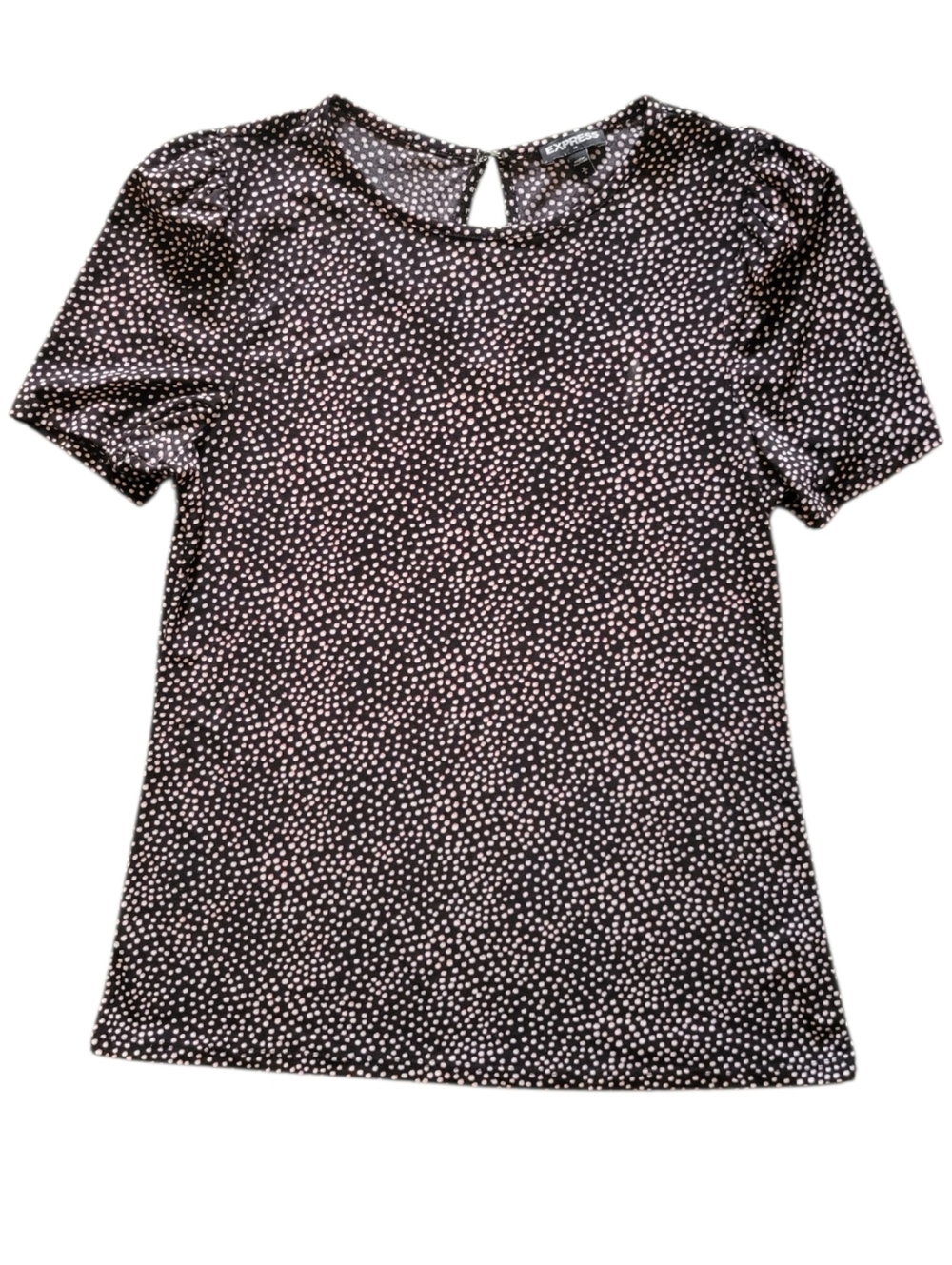 Express Black Short Sleeve Dot Print Top